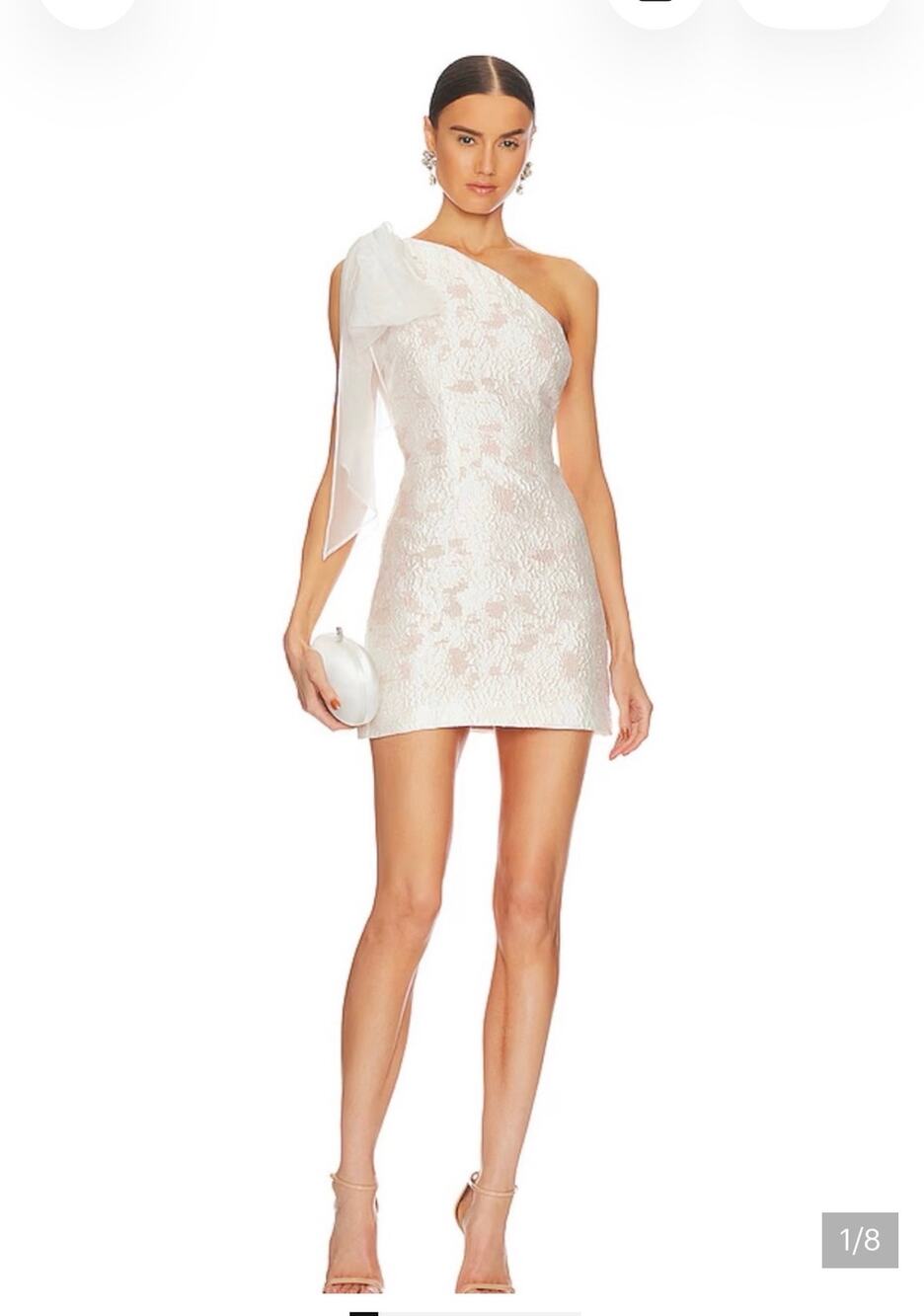 $225 NWT Elliatt x REVOLVE April Bridal Dress Jacquard Bow Shoulder Women's Med